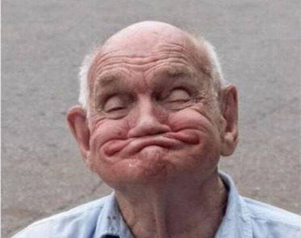 Funny Old Man Making Weird Face