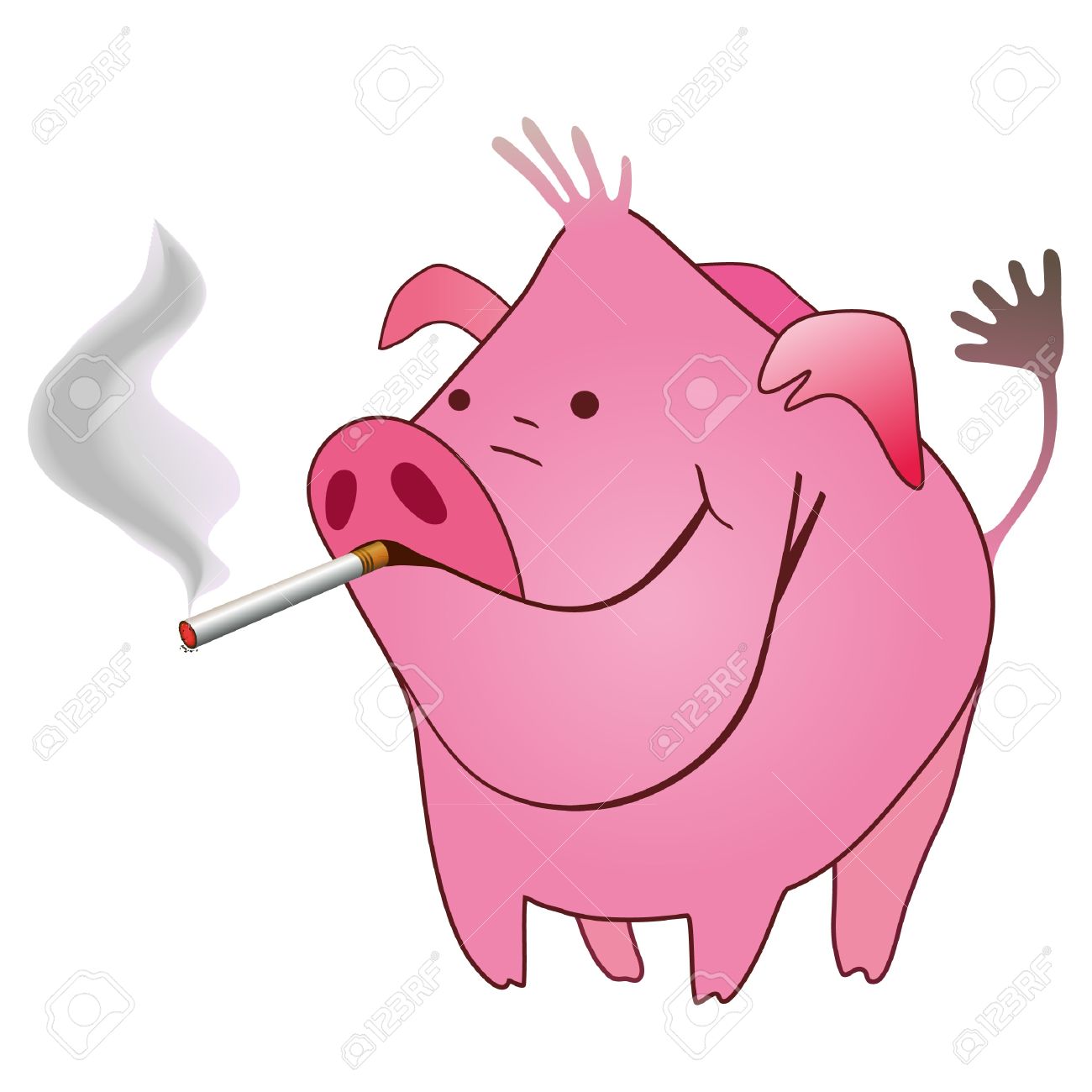 Funny Pig Smoking Clipart
