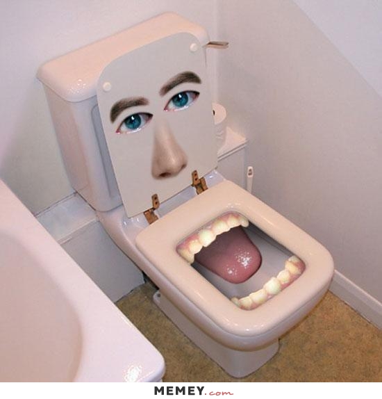 Funny Toilet Face Mouth Tongue Teeth