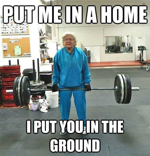 Funny Weightlifting Old Lady Meme