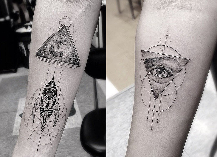 Geometric Illuminati Eye Tattoo On Forearm