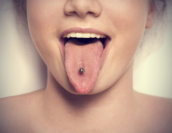 Girl Showing Her Tongue Piercing
