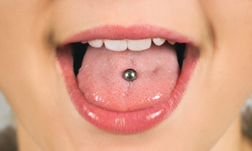 Girl With Silver Stud Tongue Piercing