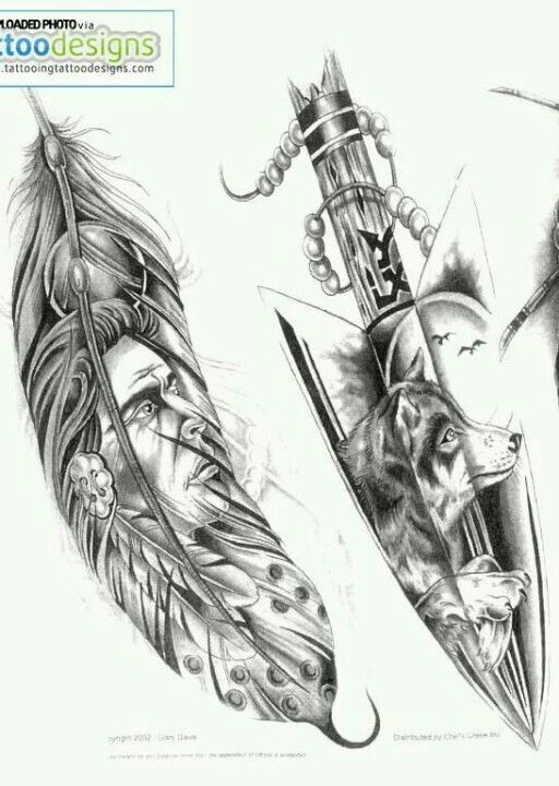 Grey Ink Indian Human Face In Feather Tattoo Design