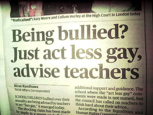 Just Act Less Gay Advise Teachers Funny Newspaper Image