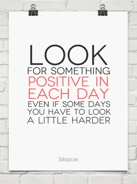 Look for something positive in each day, even if some days you have to look a little harder. (1)