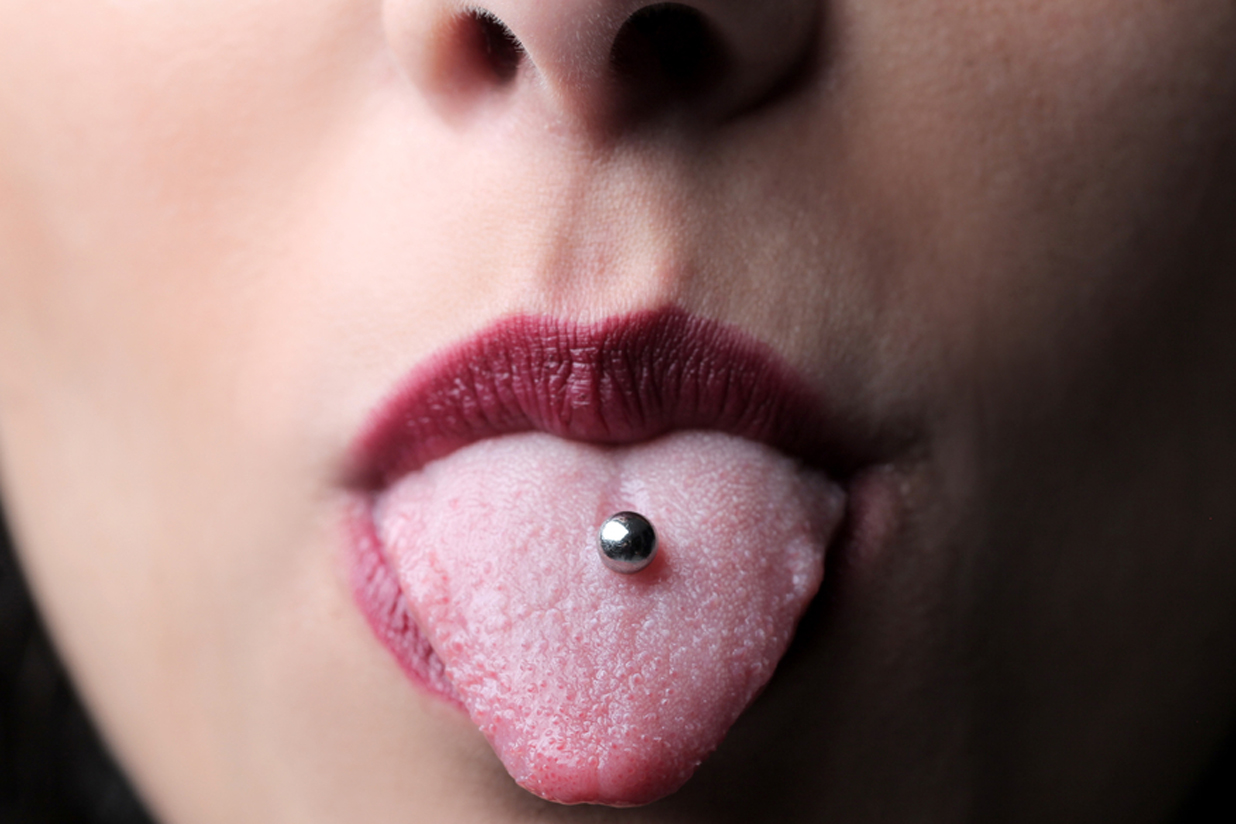 Nice Tongue Piercing With Silver Stud
