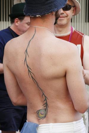 Peacock Feather Tattoo On Man Full Back