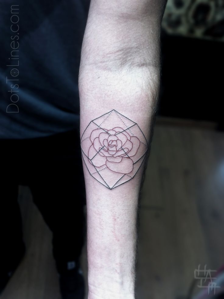 Rose Outline In Prism Tattoo On Forearm