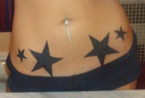 Silhouette Four Star Tattoo On Stomach By Zoe Moritz