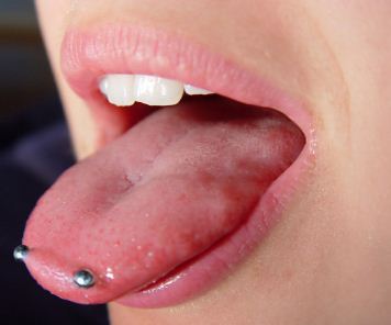 Silver Barbell Snake Bite Tongue Piercing