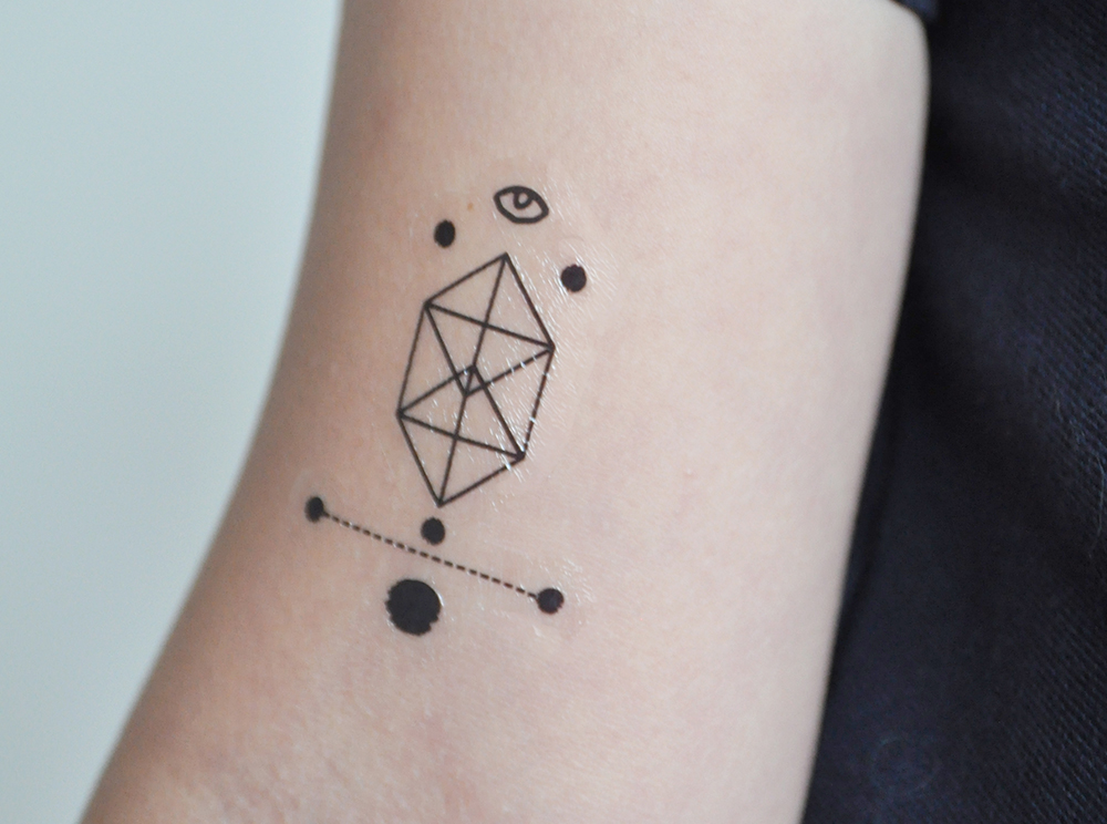 Unique Black Prism Tattoo Design For Half Sleeve
