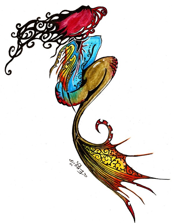 Unique Colorful Mermaid Tattoo Design By Neko