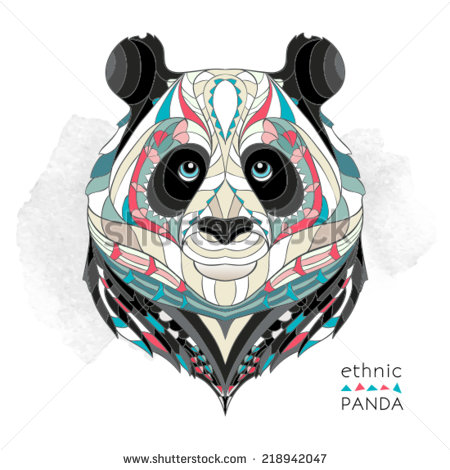 Unique Indian Panda Head Tattoo Design