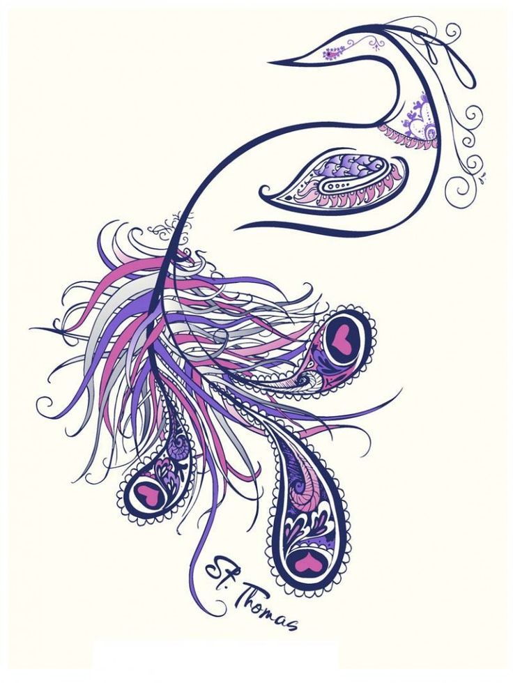 Unique Purple Peacock Tattoo Design