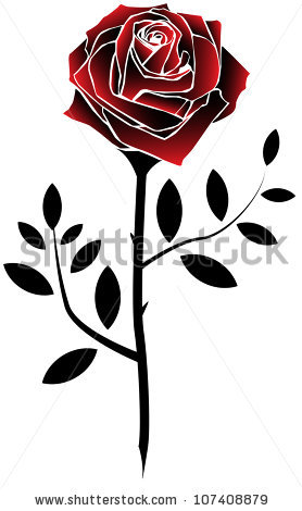 Unique Red Rose With Black Leaves Tattoo Design By Amitiel