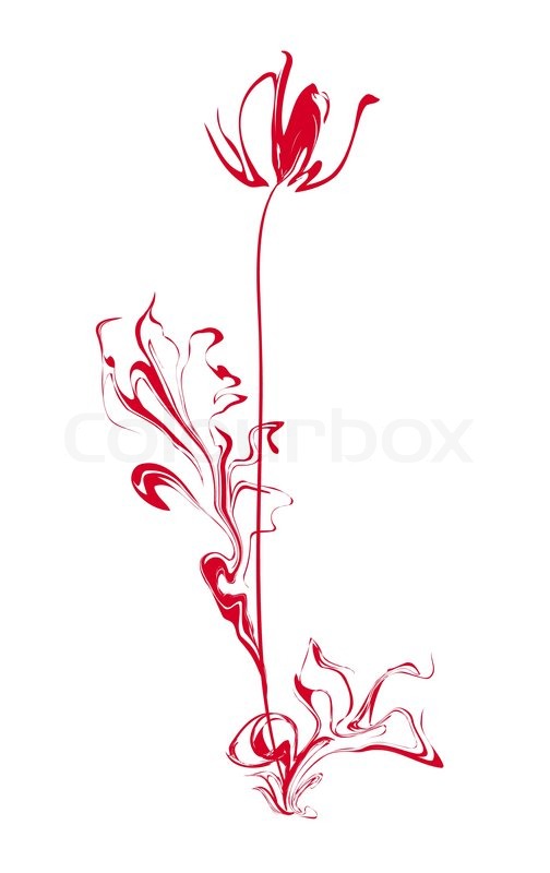Unique Red Tulip Flower Tattoo Design
