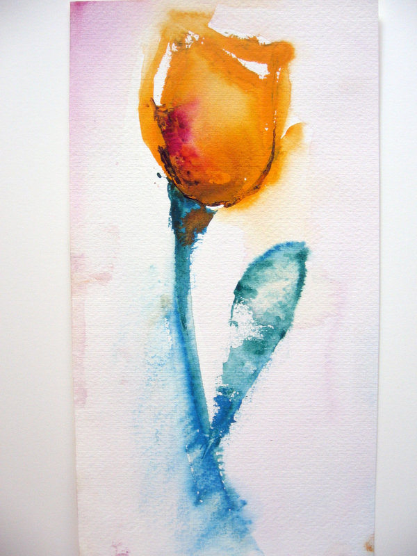 Watercolor Tulip Flower Tattoo Design By Anca