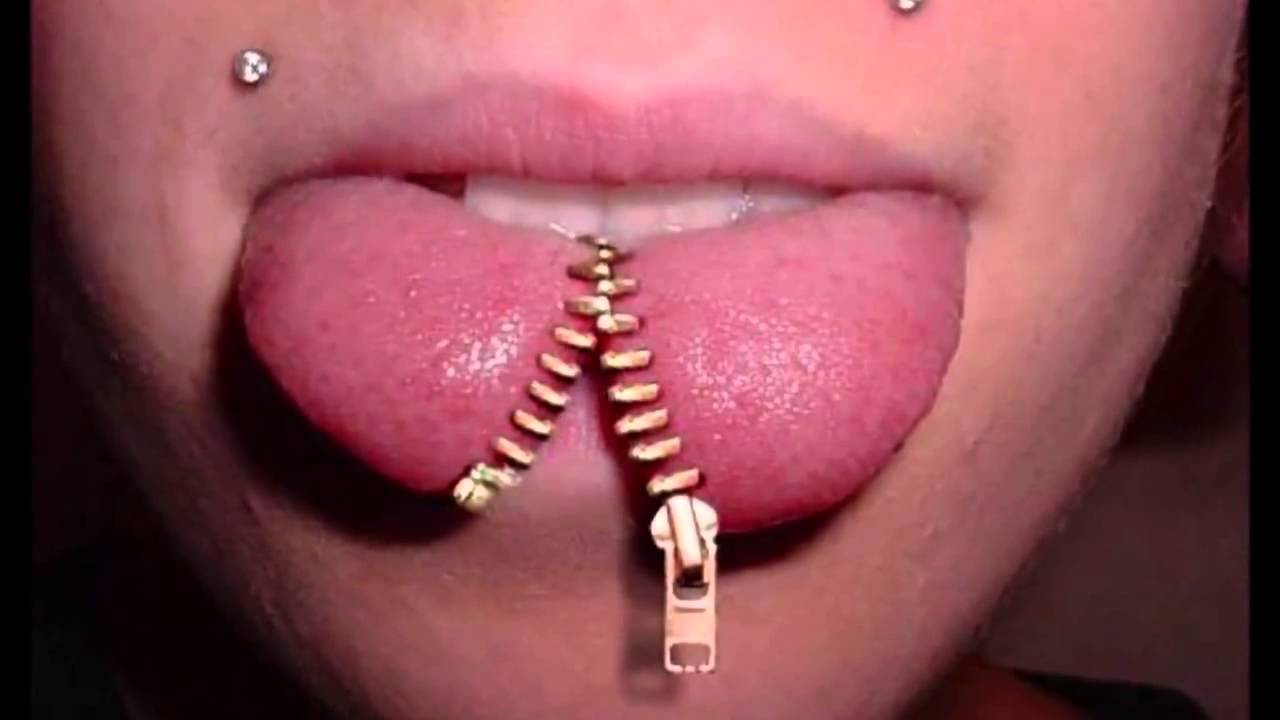 Zipper Tongue Piercing Image For Girls