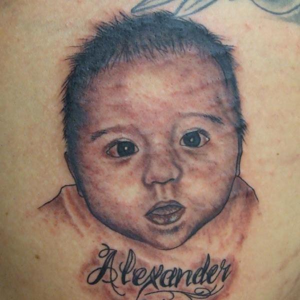 Alexander - Realistic Baby Face Tattoo Design