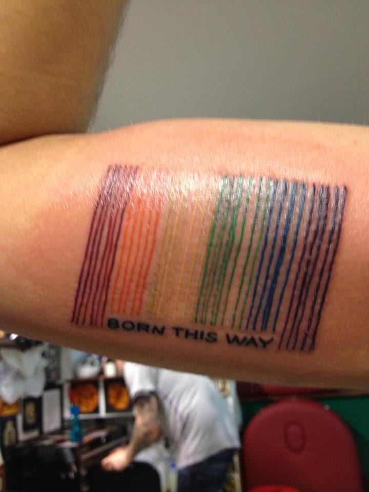 Amazing Colorful Barcode Tattoo On Bicep