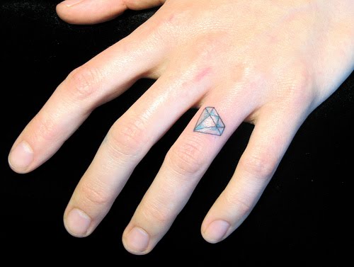 Amazing Little Diamond Tattoo On Finger
