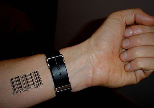 Awesome Black Barcode Tattoo On Forearm