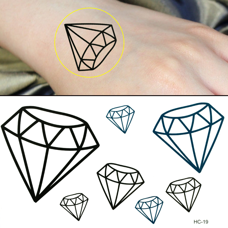 Awesome Black Outline Diamond Tattoo Flash For Hand