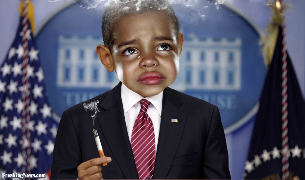 Baby Barack Obama Smoking And Crying Funny Picture