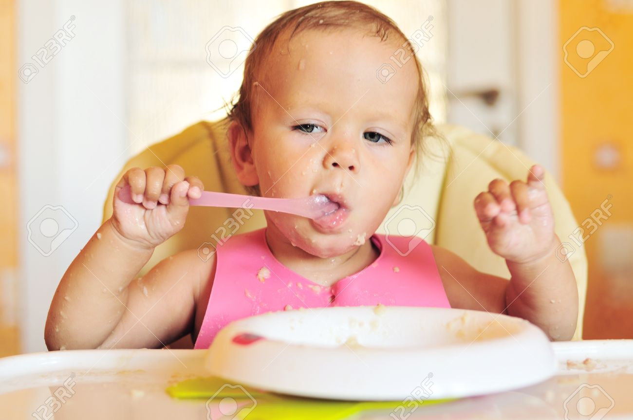 Baby Eating Breakfast Funny Picture