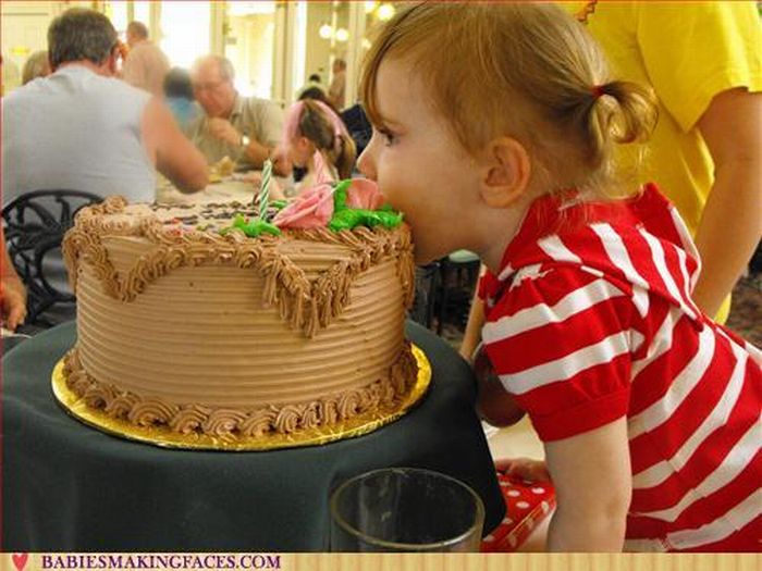 Baby Girl Eating Cake Funny Picture