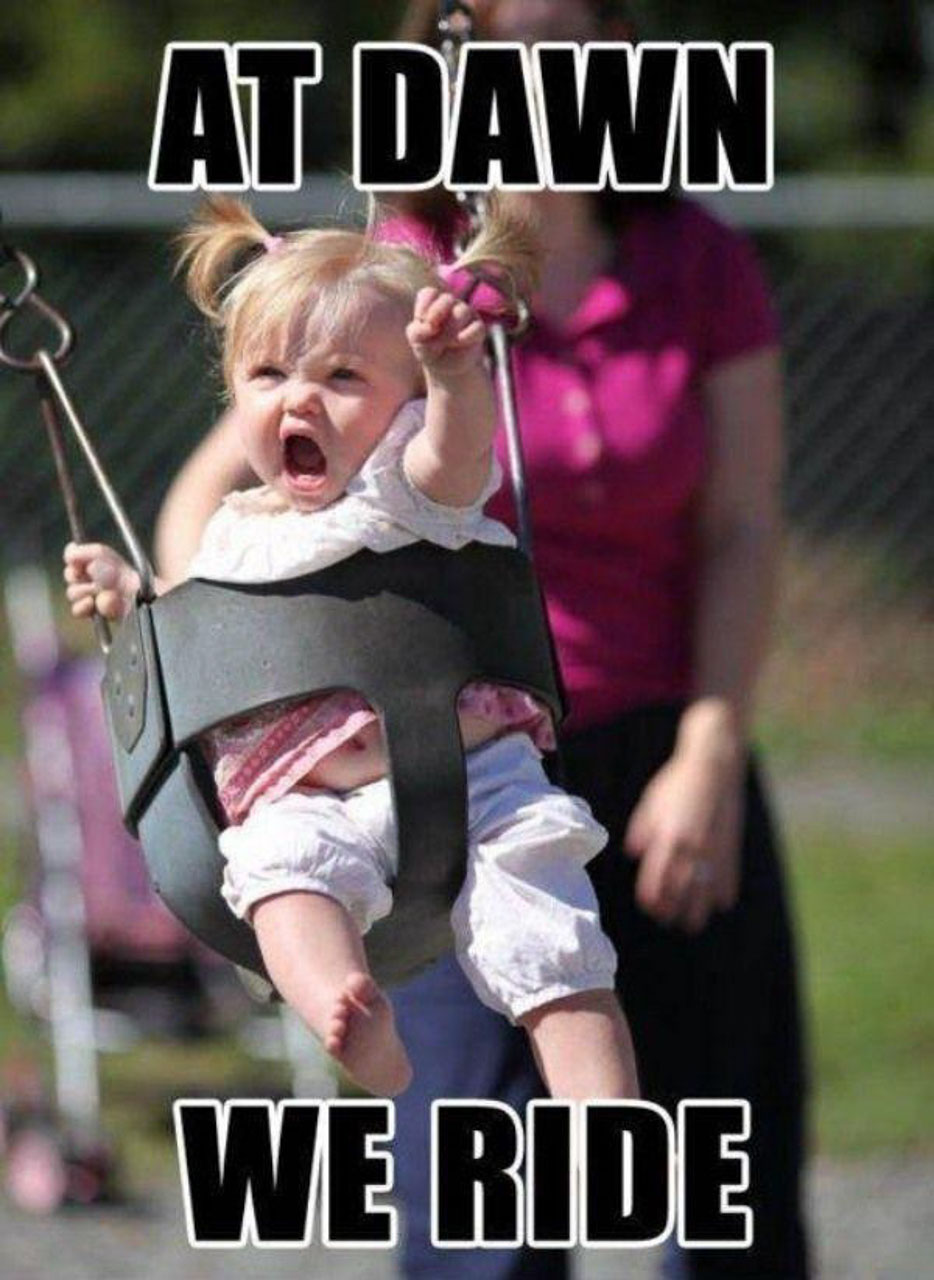 Baby Girl On Swing Funny Meme Image