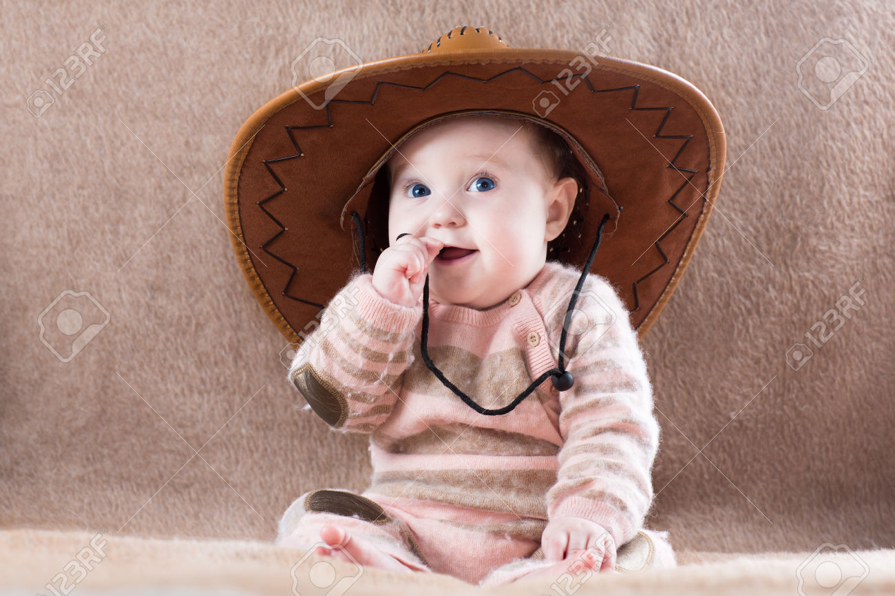 Baby With Cow Girl Hat Funny Picture