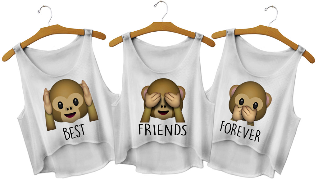 Best Friends Forever Mizaru Monkeys On Tshirt