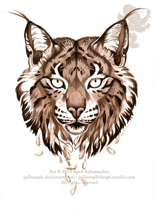 Black And Brown Lynx Head Tattoo Design By April Schumacher