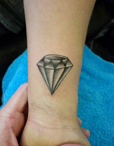 Black And Grey Diamond Tattoo On Wrist