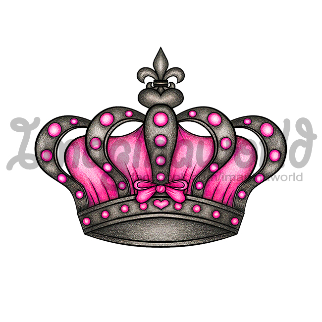 Black And Pink Crown Tattoo Design By Zina Marie