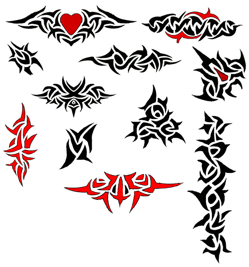 Black And Red Tribal Designs Tattoo Flash By Shane