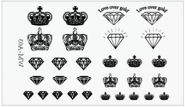 Black Crown With Diamond Tattoo Flash