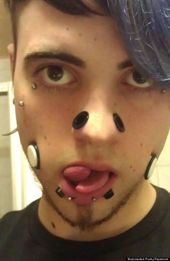 Black Gauge Face Piercing For Young Guys