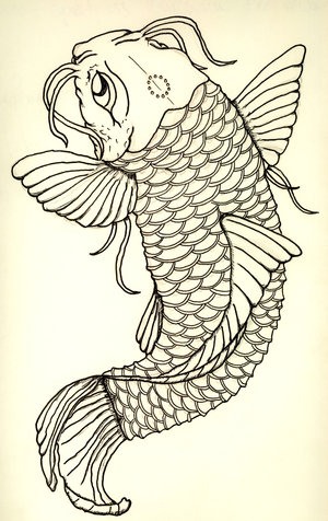 Black Koi Fish Tattoo Stencil