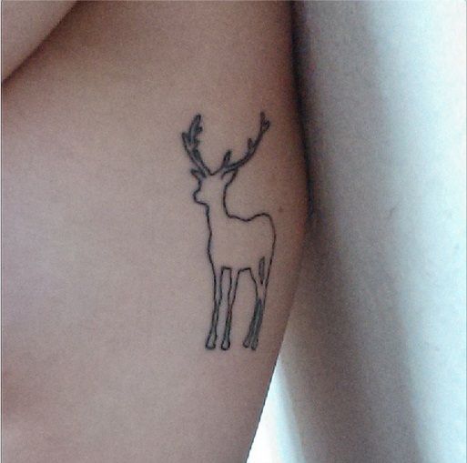 Black Outline Deer Tattoo Design