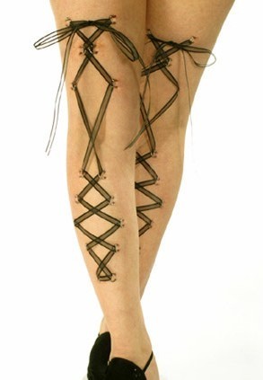 Black Ribbon Leg Piercing Pictures For Girls