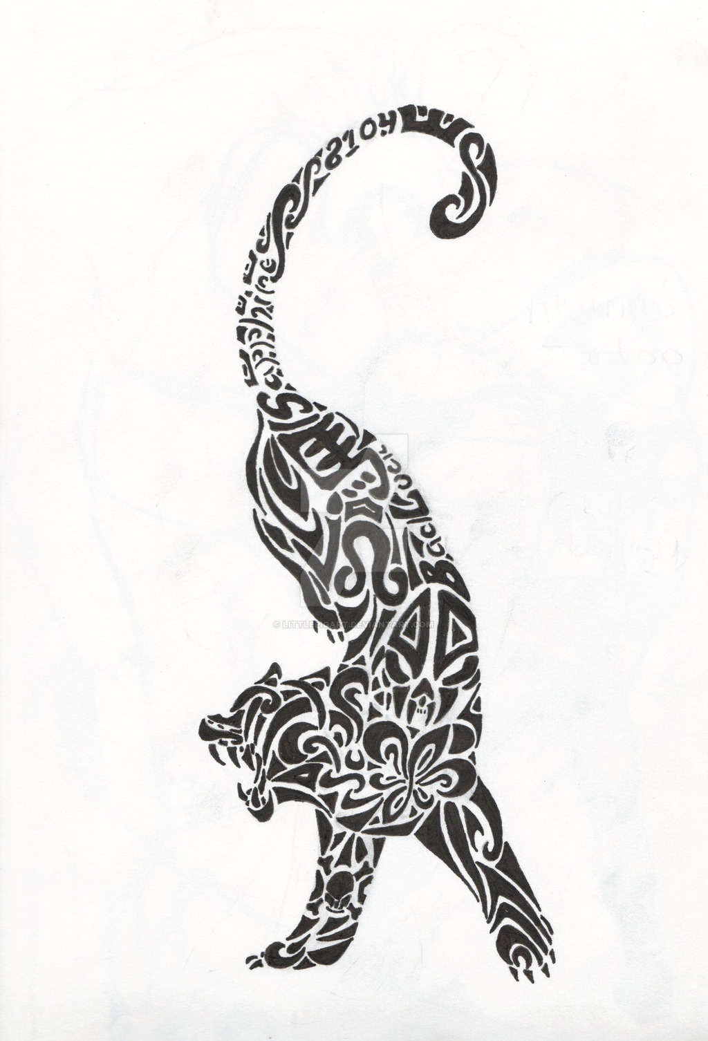 Black Tribal Bastet Tattoo Stencil By Kai L Sullivan