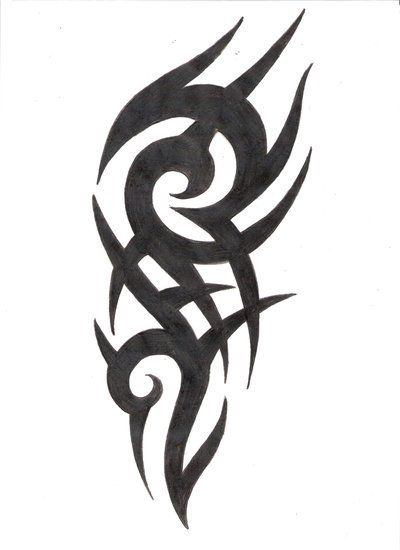 Black Tribal Design Tattoo For Half Sleeve