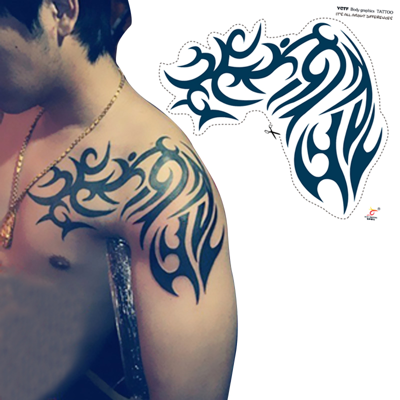 Black Tribal Design Tattoo On Man Shoulder