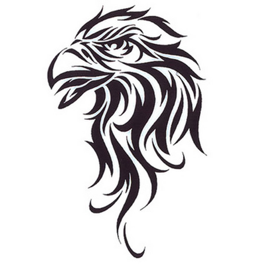 Black Tribal Eagle Head Tattoo Stencil