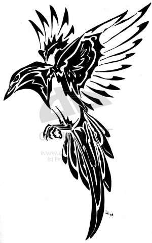 Black Tribal Flying Bird Tattoo Stencil By Finaira