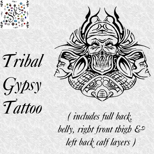 Black Tribal Gypsy Tattoo Design