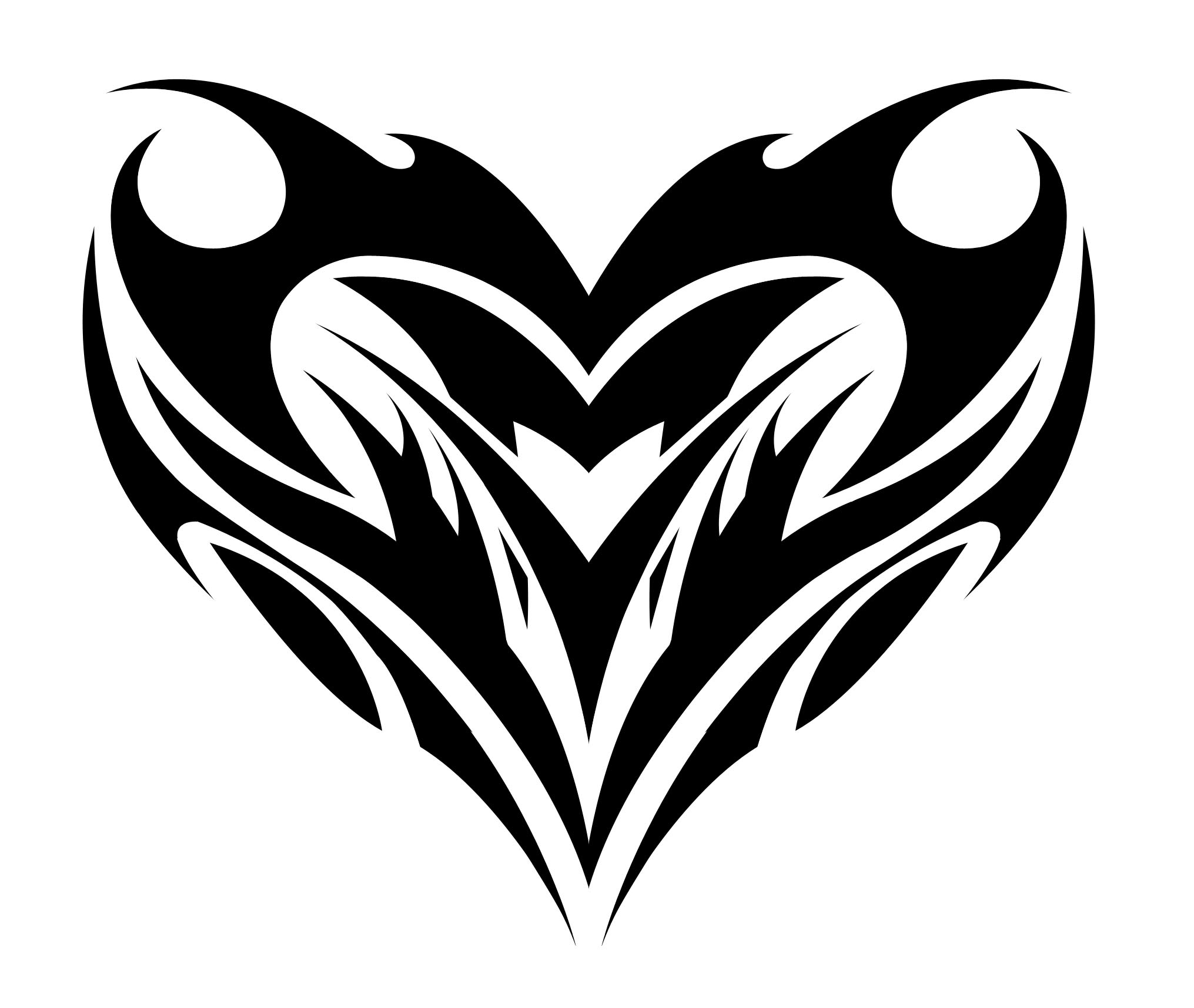 Black Tribal Heart Tattoo Stencil